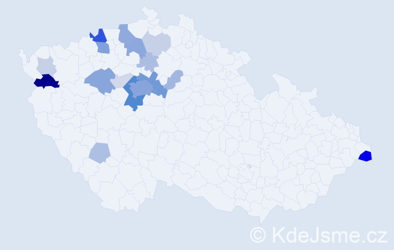 Příjmení: 'Helt', počet výskytů 64 v celé ČR