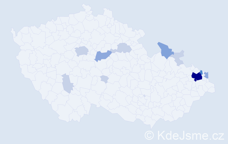 Příjmení: 'Děrgelová', počet výskytů 30 v celé ČR