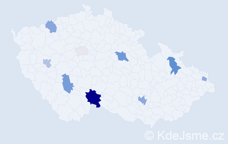 Příjmení: 'Kubičko', počet výskytů 14 v celé ČR