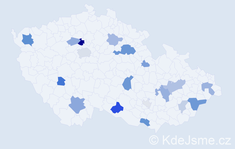 Příjmení: 'Beňadik', počet výskytů 40 v celé ČR