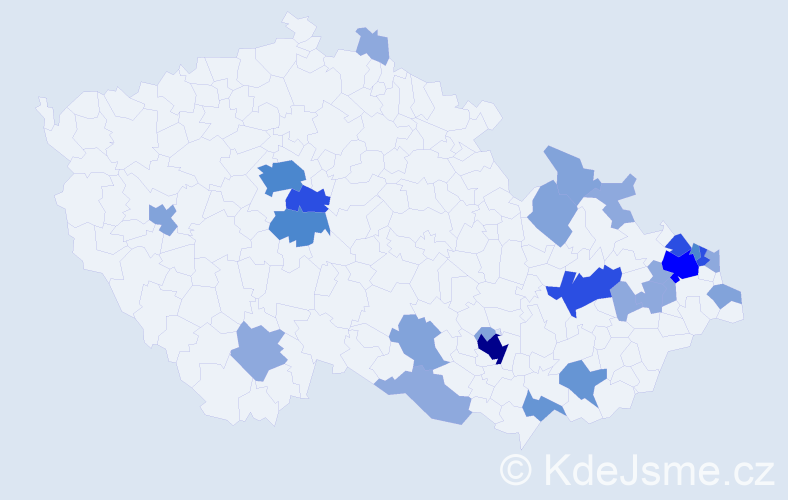 Příjmení: 'Jordan', počet výskytů 73 v celé ČR