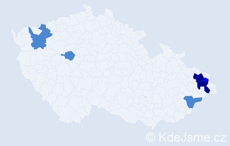 Příjmení: 'Kázmér', počet výskytů 12 v celé ČR