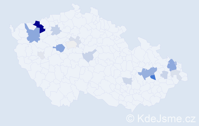 Příjmení: 'Klimčáková', počet výskytů 46 v celé ČR