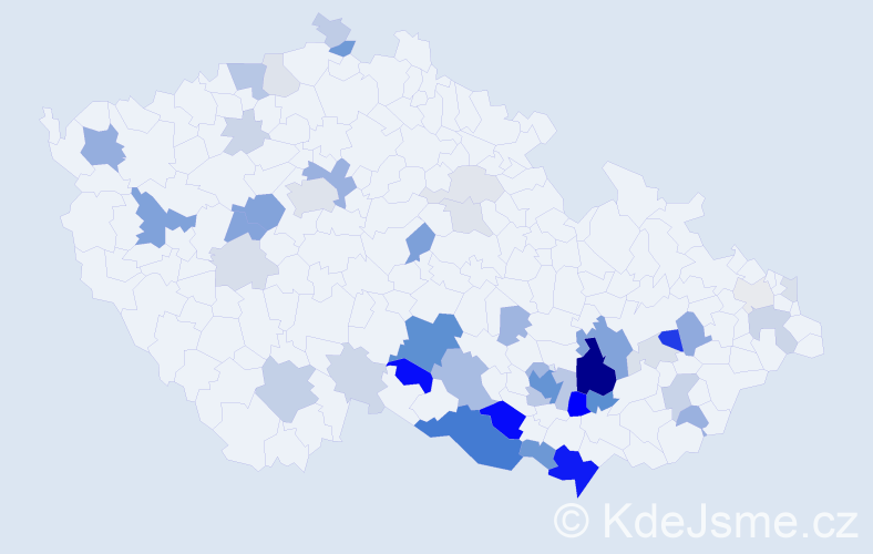 Příjmení: 'Obořilová', počet výskytů 161 v celé ČR