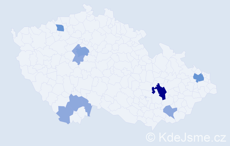 Příjmení: 'Andrejco', počet výskytů 21 v celé ČR