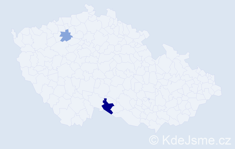 Příjmení: 'Ťuk', počet výskytů 3 v celé ČR