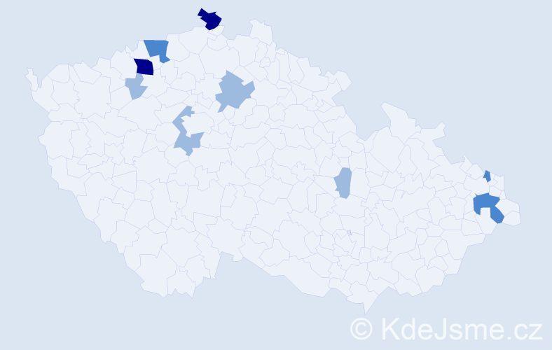 Příjmení: 'Ihln', počet výskytů 18 v celé ČR