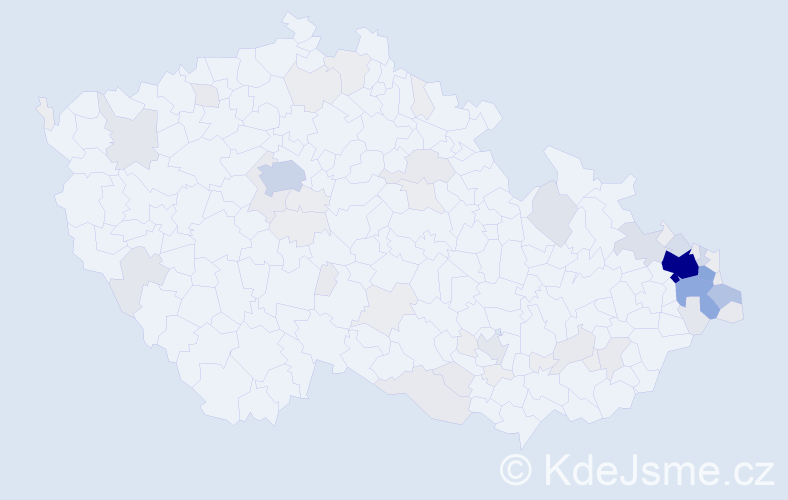 Příjmení: 'Tomis', počet výskytů 261 v celé ČR