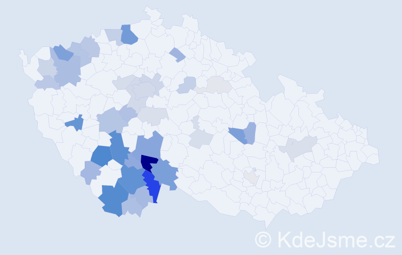 Příjmení: 'Žahourová', počet výskytů 138 v celé ČR