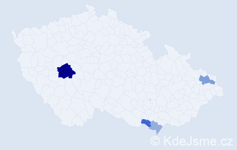 Příjmení: 'Kudelňák', počet výskytů 15 v celé ČR