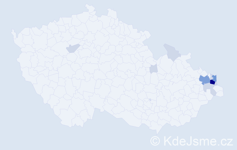 Příjmení: 'Kosiec', počet výskytů 30 v celé ČR