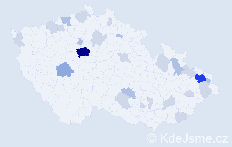 Příjmení: 'Vasilová', počet výskytů 56 v celé ČR