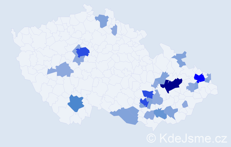 Příjmení: 'Jevický', počet výskytů 66 v celé ČR