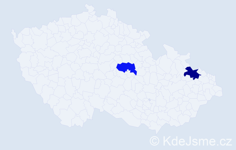 Příjmení: 'Krádl', počet výskytů 5 v celé ČR