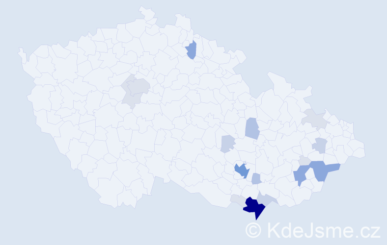 Příjmení: 'Zonygová', počet výskytů 63 v celé ČR