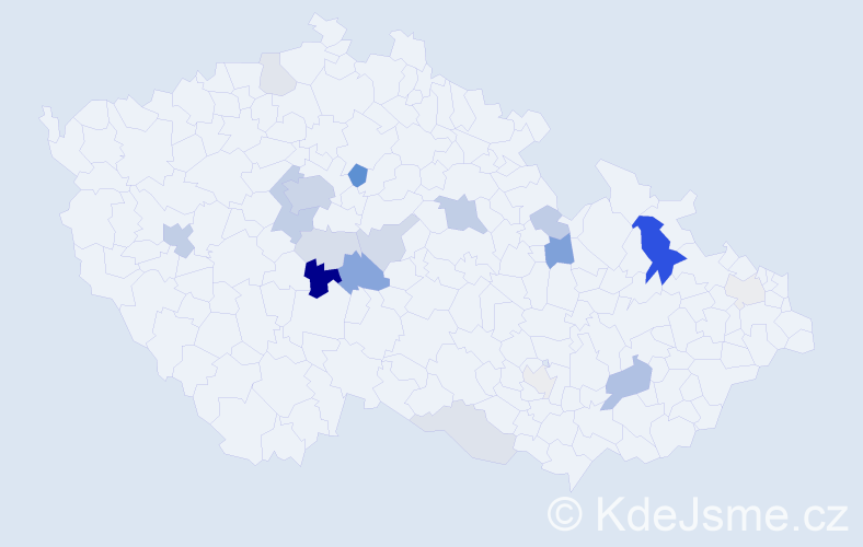 Příjmení: 'Kodeda', počet výskytů 56 v celé ČR