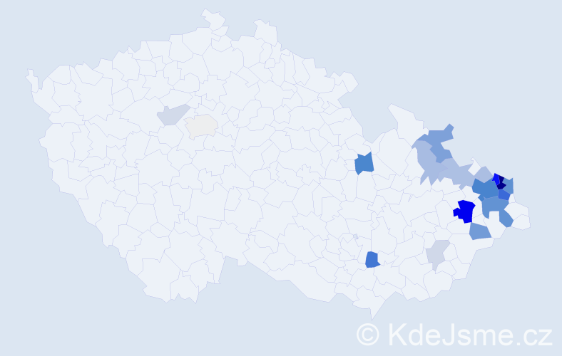 Příjmení: 'Kolderová', počet výskytů 71 v celé ČR