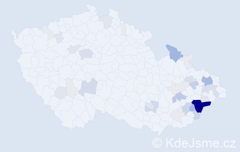 Příjmení: 'Daňa', počet výskytů 162 v celé ČR