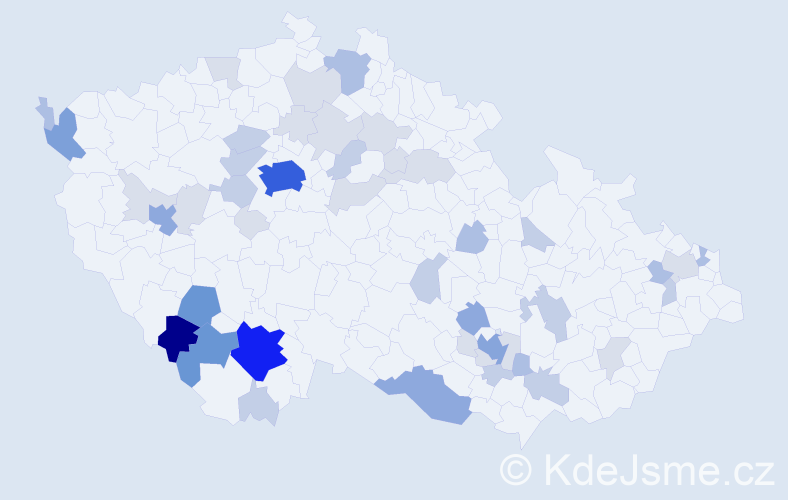 Příjmení: 'Had', počet výskytů 145 v celé ČR