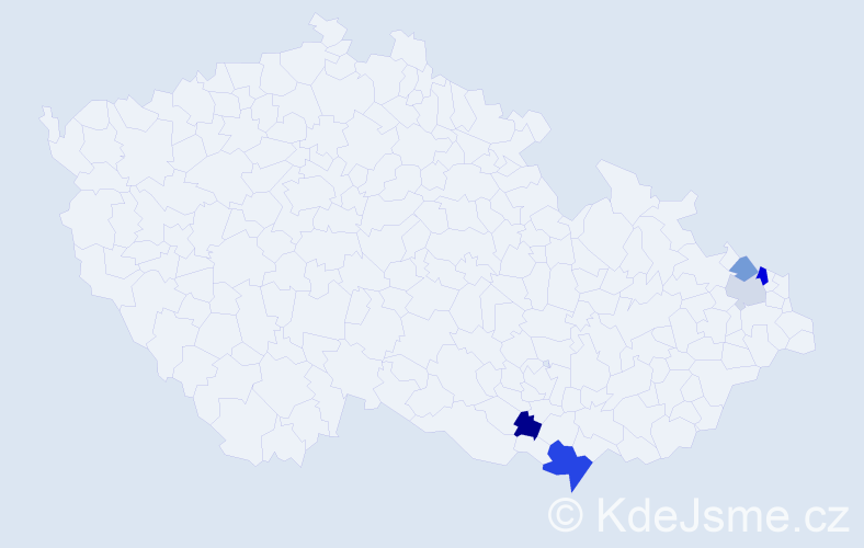 Příjmení: 'Wegielová', počet výskytů 8 v celé ČR