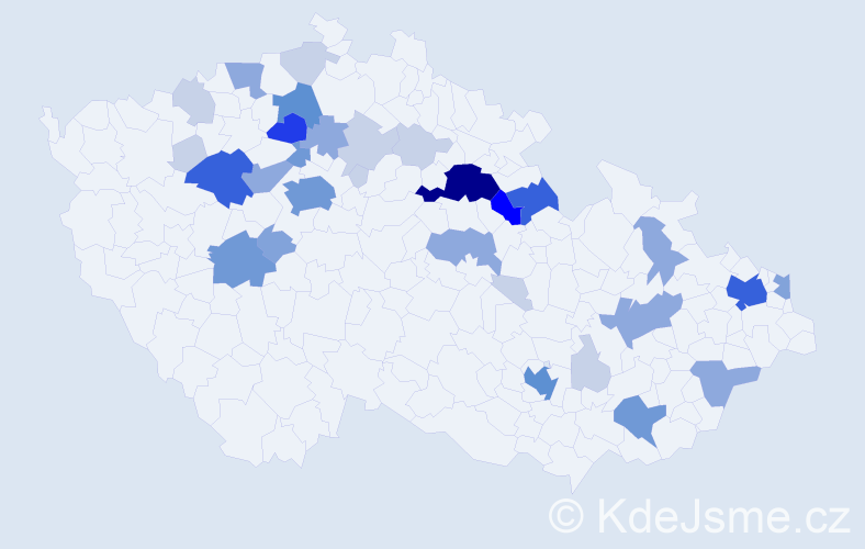 Příjmení: 'Pinka', počet výskytů 104 v celé ČR