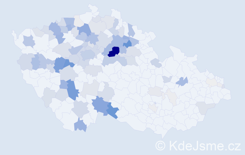 Příjmení: 'Kára', počet výskytů 335 v celé ČR