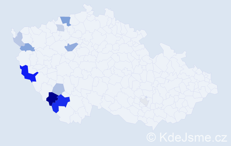 Příjmení: 'Riederer', počet výskytů 24 v celé ČR