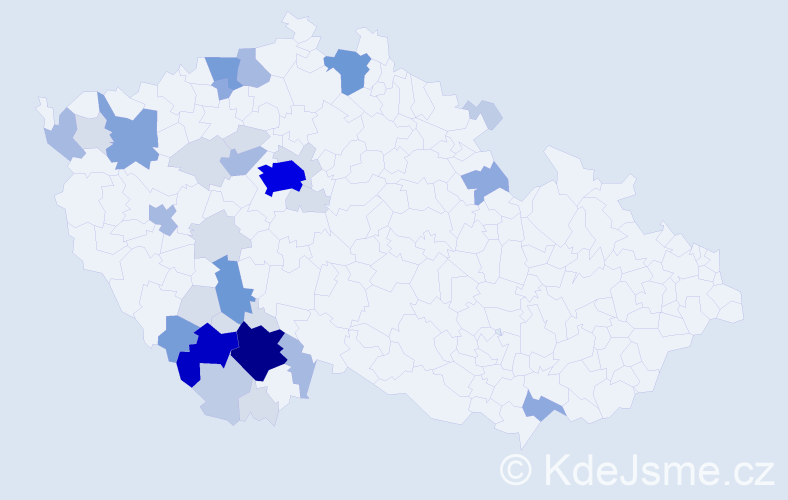 Příjmení: 'Kolafa', počet výskytů 127 v celé ČR