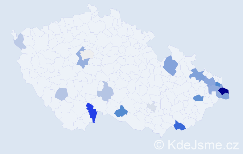 Příjmení: 'Klimas', počet výskytů 58 v celé ČR