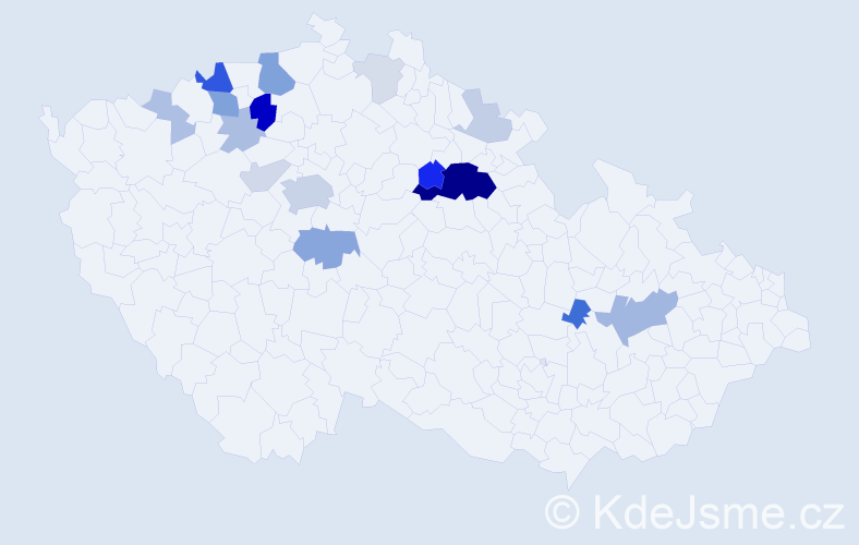 Příjmení: 'Kundrt', počet výskytů 54 v celé ČR