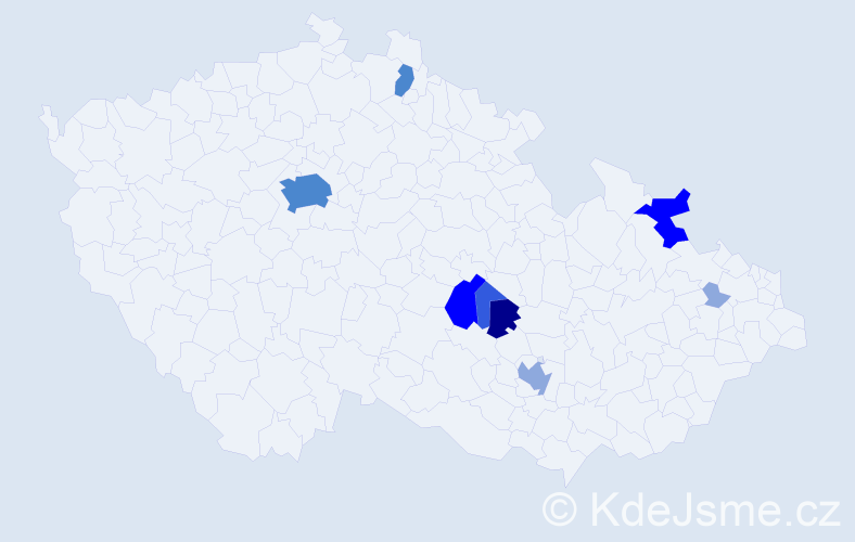 Příjmení: 'Tegzová', počet výskytů 22 v celé ČR