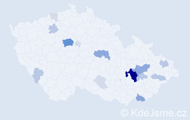 Příjmení: 'Mézl', počet výskytů 50 v celé ČR