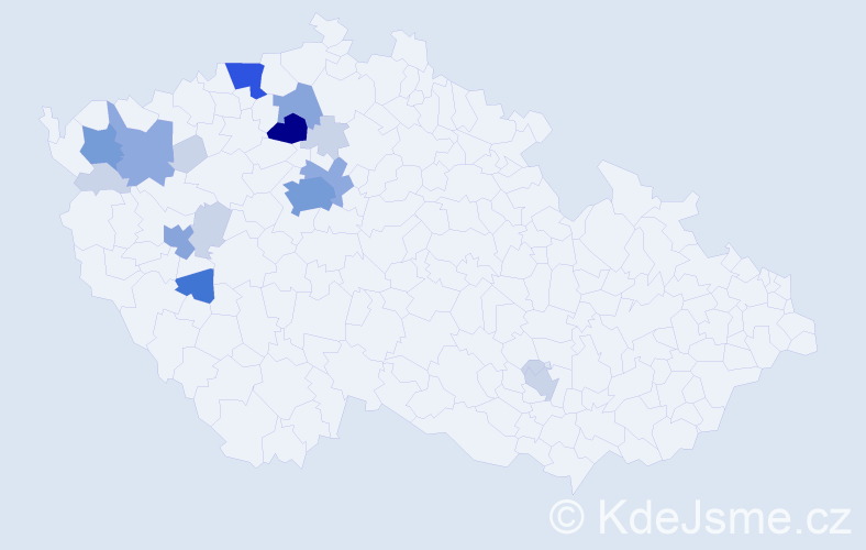 Příjmení: 'Paneš', počet výskytů 52 v celé ČR