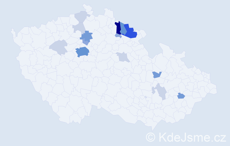 Příjmení: 'Mejvaldová', počet výskytů 52 v celé ČR