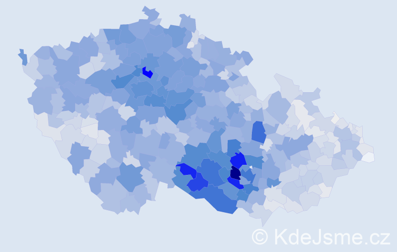 Příjmení: 'Pokorný', počet výskytů 10723 v celé ČR