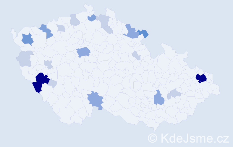 Příjmení: 'Zsigová', počet výskytů 56 v celé ČR