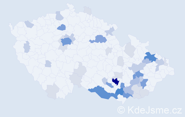 Příjmení: 'Gala', počet výskytů 160 v celé ČR