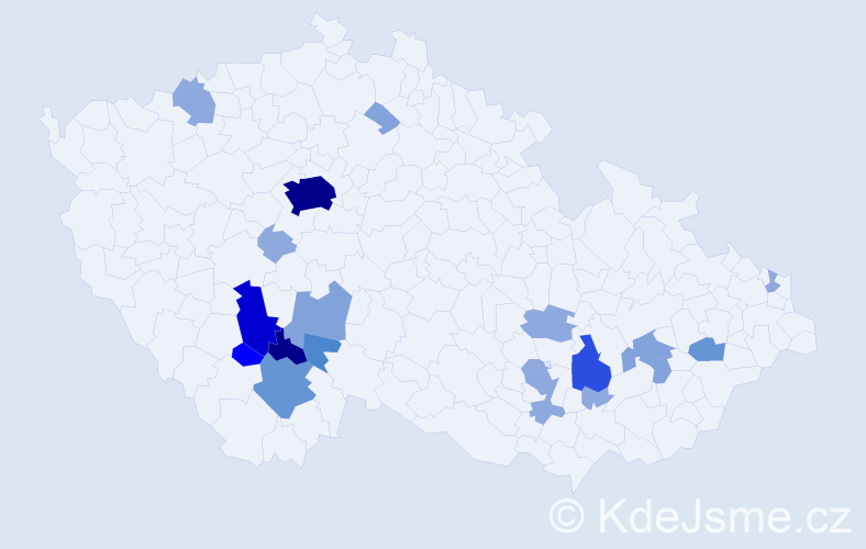 Příjmení: 'Krampl', počet výskytů 60 v celé ČR