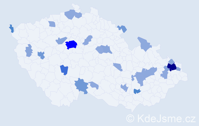 Příjmení: 'Lazor', počet výskytů 62 v celé ČR