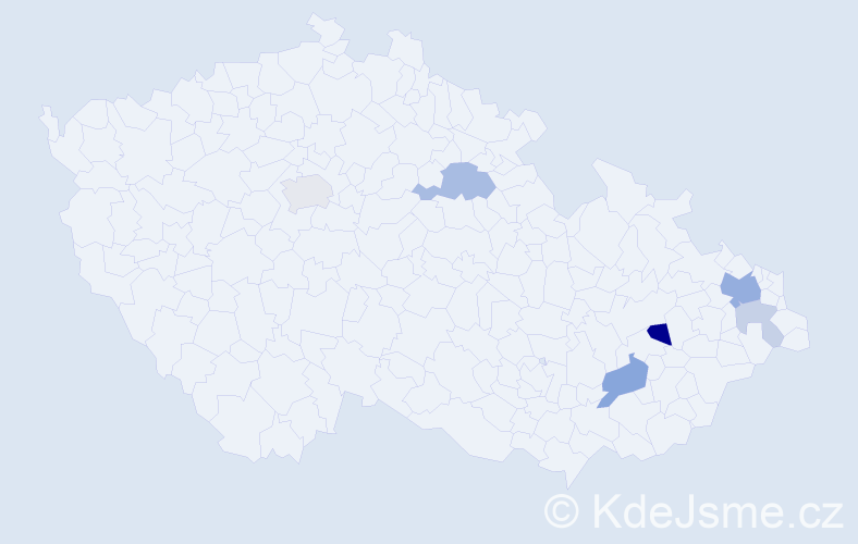 Příjmení: 'Ondrejček', počet výskytů 14 v celé ČR