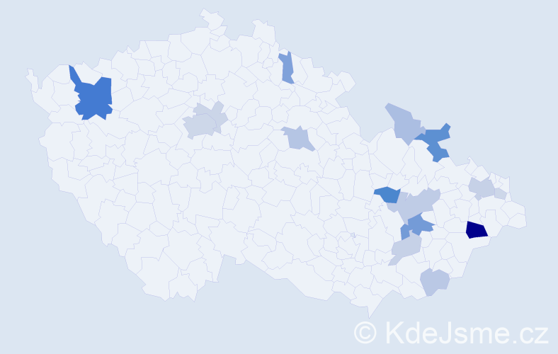 Příjmení: 'Sasák', počet výskytů 43 v celé ČR