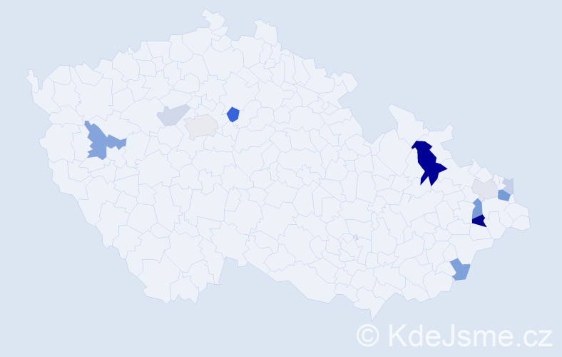 Příjmení: 'Kojdová', počet výskytů 25 v celé ČR