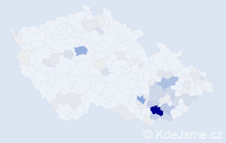 Příjmení: 'Luža', počet výskytů 272 v celé ČR
