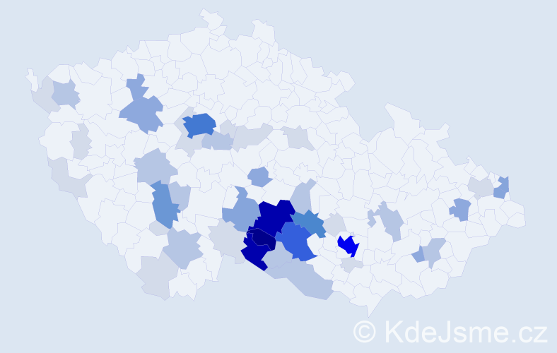 Příjmení: 'Vejmělek', počet výskytů 156 v celé ČR