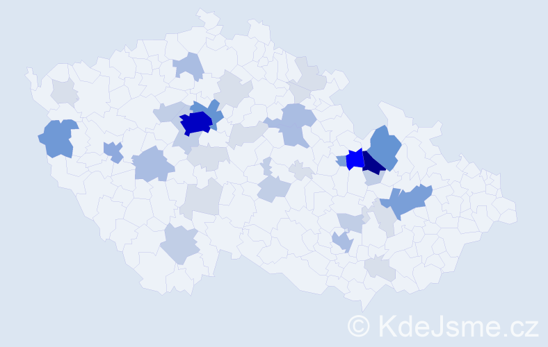 Příjmení: 'Pelclová', počet výskytů 132 v celé ČR