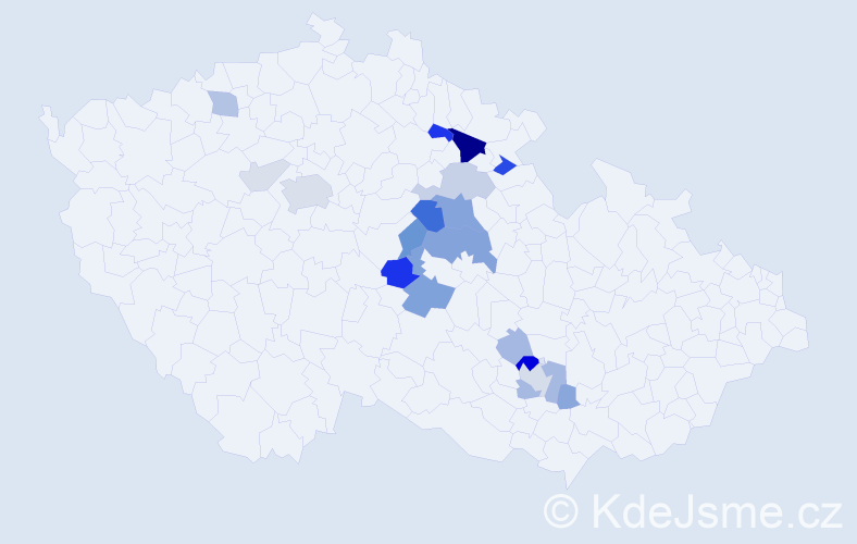 Příjmení: 'Mercl', počet výskytů 53 v celé ČR