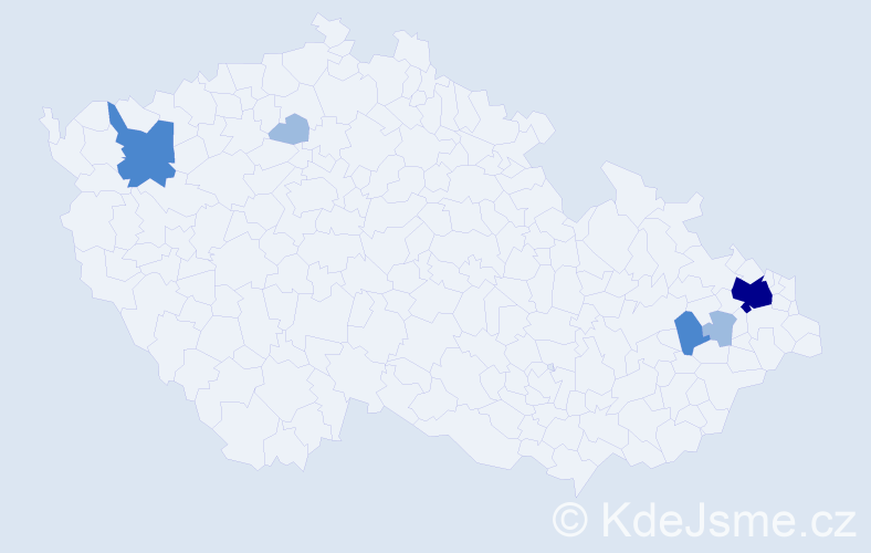 Příjmení: 'Waclav', počet výskytů 10 v celé ČR