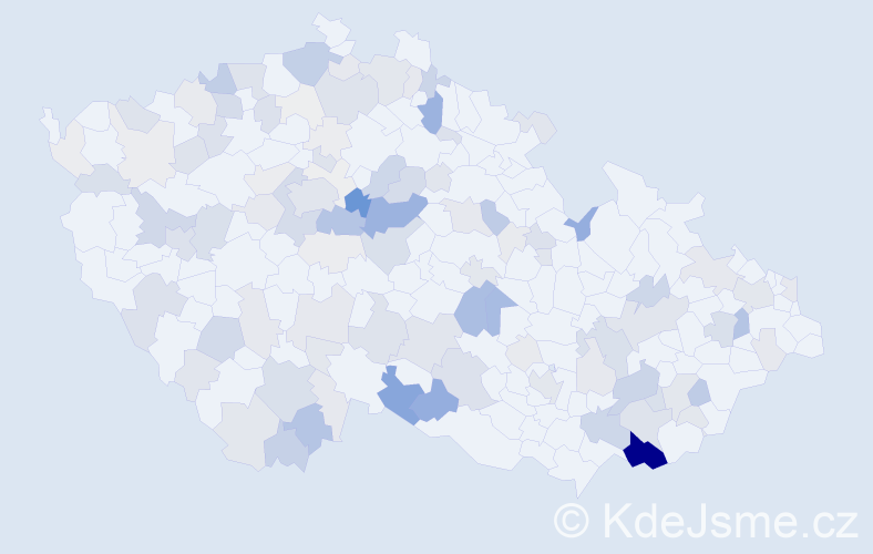 Příjmení: 'Břečka', počet výskytů 466 v celé ČR