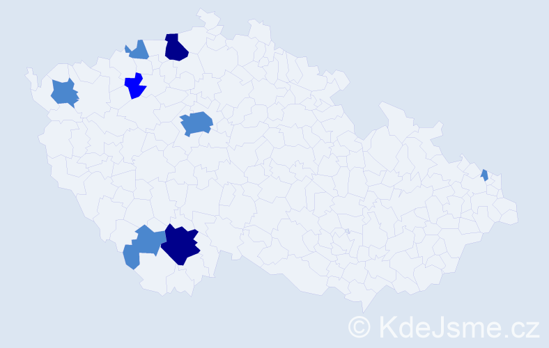 Příjmení: 'Kendrová', počet výskytů 13 v celé ČR