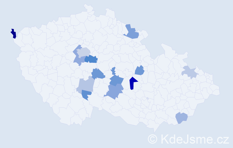Příjmení: 'Kopperová', počet výskytů 27 v celé ČR